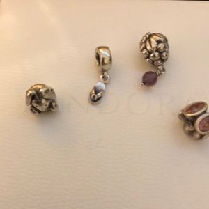 4 Authentic Pandora Charms. Retired. Sterling.